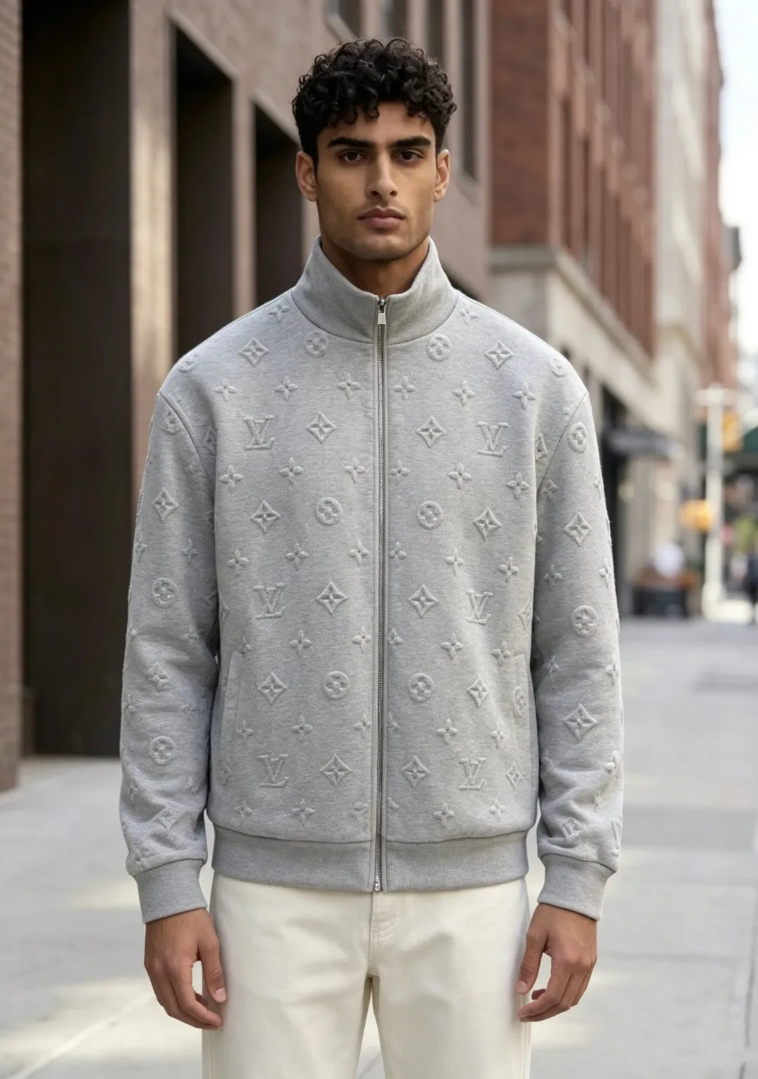 Louis Vuitton/Louis Vuitton Floral Embossed Fully Printed Stand Collar Jacket Jacket
